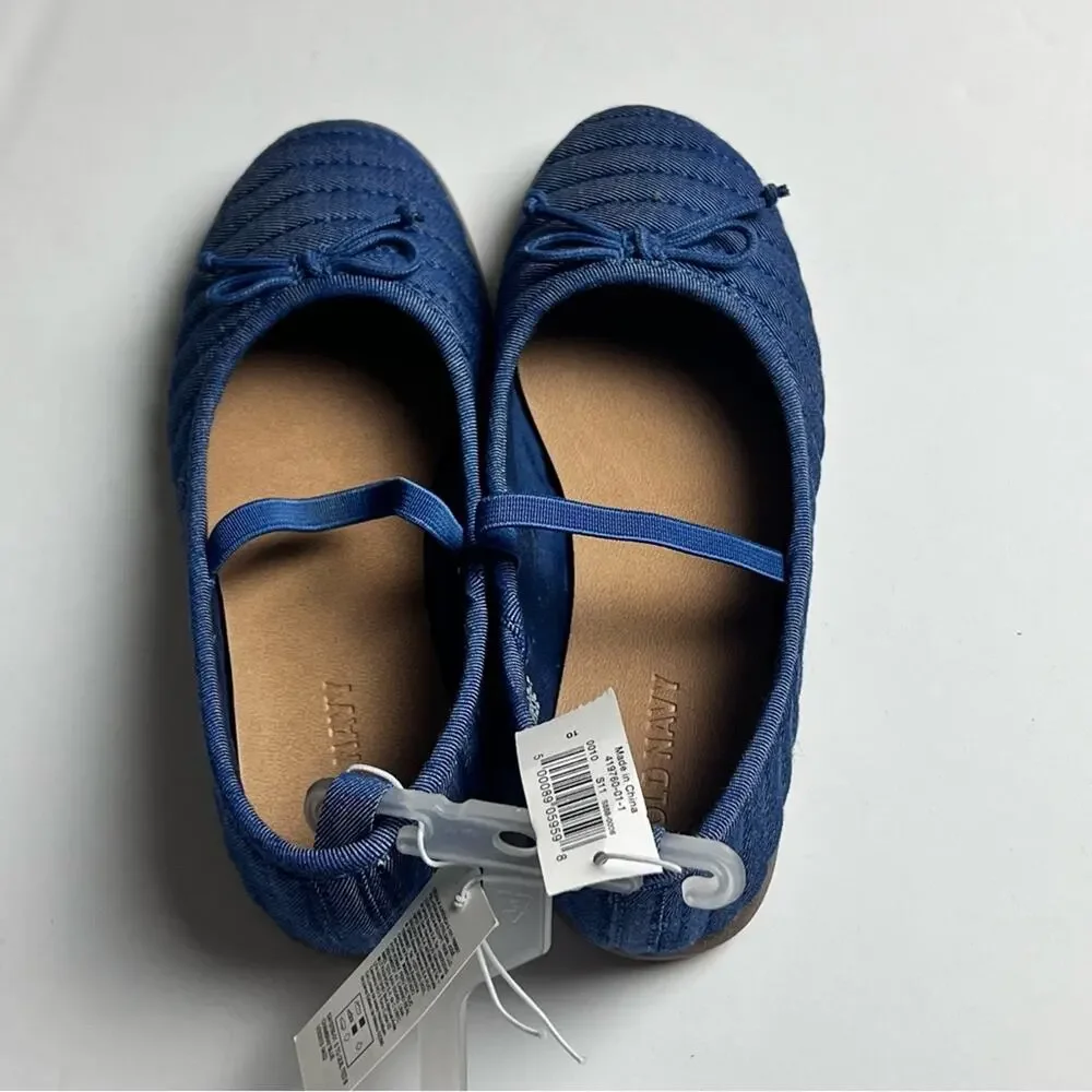 Old Navy Toddler Girl Cute and Stylish Comfortable Chambray Blue Ballet Flats